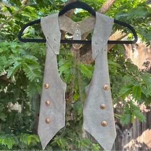 Women’s 100%Lamb Leather Vest w/Brass Chain Accents S (plz see desc.for details)